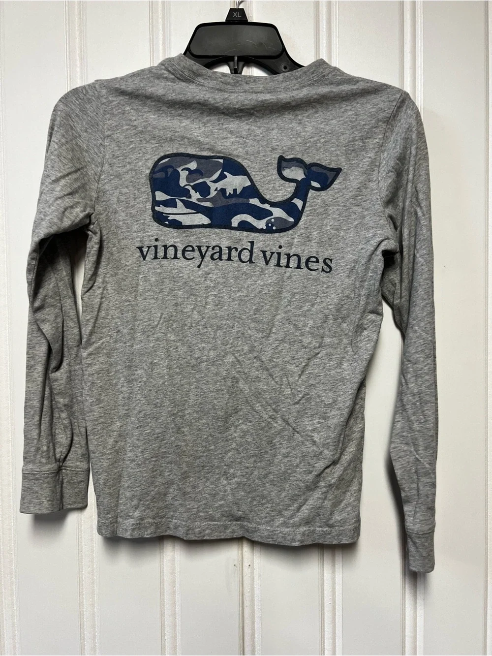 Vineyard Vines Gray Long Sleeve Pocket Tee with Whale Logo